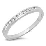 0.16 Carat (ctw) 14K White Gold Round White Diamond Ladies Anniversary Wedding Band Stackable Ring