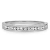 0.16 Carat (ctw) 14K White Gold Round White Diamond Ladies Anniversary Wedding Band Stackable Ring