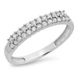 0.30 Carat (ctw) 10K White Gold Round White Diamond Ladies Wedding Stackable Band Anniversary Chevron Ring