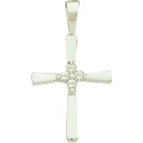 0.05 Carat (ctw) 10k White Gold Round Diamond Ladies Cross Pendant