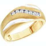 0.25 Carat (ctw) 10K Yellow Gold Brilliant Round White Diamond Men's Cluster 7 Stone Wedding Anniversary Band 1/4 CT