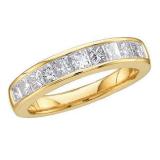 0.50 Carat (ctw) 14k Yellow Gold Brilliant Princess Cut Diamond Ladies Invisible Wedding Band Stackable Anniversary Ring