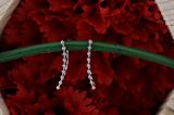 0.05 Carat (ctw) 10K White Gold Round Cut White Diamond Ladies Crawler Curved Climber Earrings