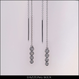 0.08 Carat (ctw) 10K White Gold Round Cut White Diamond Ladies Threader Earrings
