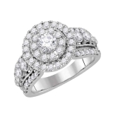 14kt White Gold Womens Round Diamond Solitaire Halo Bridal Wedding Engagement Ring 2.00 ctw
