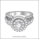 14kt White Gold Womens Round Diamond Solitaire Halo Bridal Wedding Engagement Ring 2.00 ctw