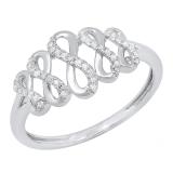 0.10 Carat (ctw) 14K White Gold Round White Diamond Ladies Infinity Cocktail Right Hand Ring