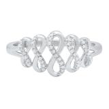 0.10 Carat (ctw) 14K White Gold Round White Diamond Ladies Infinity Cocktail Right Hand Ring