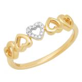 0.03 Carat (ctw) 10K Yellow Gold Round White Diamond Heart Shape Promise Engagement Ring