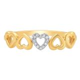 0.03 Carat (ctw) 10K Yellow Gold Round White Diamond Heart Shape Promise Engagement Ring