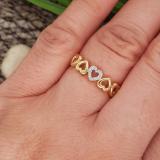 0.03 Carat (ctw) 10K Yellow Gold Round White Diamond Heart Shape Promise Engagement Ring
