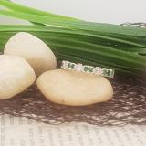 10K White Gold Round Emerald & Diamond Ladies Stackable Wedding Band