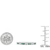 10K White Gold Round Emerald & Diamond Ladies Stackable Wedding Band
