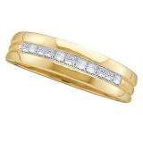 0.50 Carat (ctw) 14k Yellow Gold Princess Cut White Diamond Men's Invisible Wedding Band