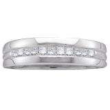 0.50 Carat (ctw) 14k White Gold Princess Cut White Diamond Men's Invisible Wedding Band