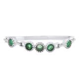 10K White Gold Round Emerald Ladies Anniversary Wedding Band