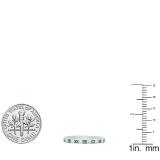 10K White Gold Round Emerald & Diamond Ladies Stackable Anniversary Wedding Band