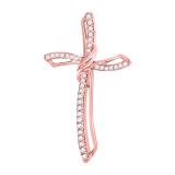 10kt Rose Gold Womens Round Diamond Cross Faith Pendant 1/4 ctw
