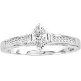 0.25 Carat (ctw) 14k White Gold Marquise & Princess Cut Diamond Ladies Bridal Engagement Ring