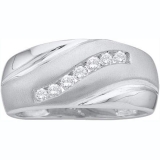 0.25 Carat (ctw) 10K White Gold Brilliant Round White Diamond Men's Cluster 7 Stone Wedding Anniversary Band 1/4 CT