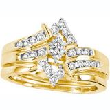 0.50 Carat (ctw) 14K Yellow Gold Marquise & Round Cut Diamond Ladies Engagement Ring Bridal Set 1/2 CT