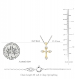 0.10 Carat (ctw) 10k Yellow Gold Round White Diamond Ladies Vintage Style Cross Pendant