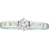 0.25 Carat (ctw) 14k White Gold brilliant White Diamond Ladies Solitaire With Accents Bridal Engagement Ring