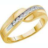 0.25 Carat (ctw) 14K Yellow Gold Brilliant Round White Diamond Men's 7 Stone Wedding Anniversary Band 1/4 CT