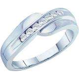 0.25 Carat (ctw) 14k White Gold Brilliant White Diamond Men's 7 Stone Wedding Anniversary Band