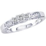 0.25 Carat (ctw) 14k White Gold Round & Princes Cut Diamond Ladies 3 Stone Bridal Engagement Ring