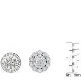 0.20 Carat (ctw) 10K White Gold Round Diamond Ladies Illisuion Cluster Style Stud Earrings 1/5 CT