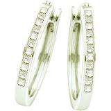 0.50 Carat (ctw) 14k White Gold Brilliant Princess Cut White Diamond Ladies Invisible Hoops Earrings