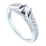 0.33 Carat (ctw) 14k White Gold Brilliant White Diamond Ladies Bridal Engagement Ring
