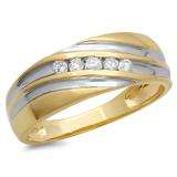 0.25 Carat (ctw) 14K Yellow Gold Brilliant Round White Diamond Men's 5 Stone Wedding Anniversary Band 1/4 CT