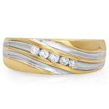 0.25 Carat (ctw) 14K Yellow Gold Brilliant Round White Diamond Men's 5 Stone Wedding Anniversary Band 1/4 CT