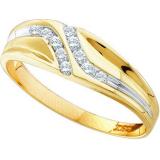0.12 Carat (ctw) 10K Yellow Gold Round Cut Diamond Mens Channel Set Fashion Wedding Band