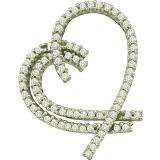 0.75 Carat (ctw) 14k White Gold Round White Diamond Ladies Heart Pendant