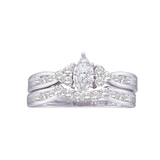 0.50 Carat (ctw) 14K White Gold Marquise & Round Diamond Ladies Bridal Engagement Ring Set 1/2 CT