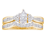 0.50 Carat (ctw) 14K Yellow Gold Marquise & Round Diamond Ladies Bridal Engagement Ring Set 1/2 CT