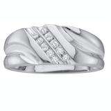 0.12 Carat (ctw) 10k White Gold Round White Diamond Channel Set Men's Wedding Anniversary Band