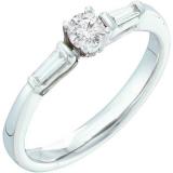 0.28 Carat (ctw) 14k White Gold Round White Diamond Ladies 3 Stone Bridal Engagement Ring