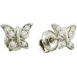 0.12 Carat (ctw) 14k White Gold Round White Diamond Ladies Butterfly Earrings