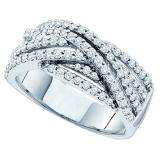 0.88 Carat (ctw) 14k White Gold Round White Diamond Ladies Anniversary Wedding Band