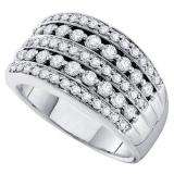 1.00 Carat (ctw) 14k White Gold Round White Diamond Ladies Anniversary Wedding Band