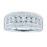 1.00 Carat (ctw) 14k White Gold Round White Diamond Ladies Anniversary Wedding Band