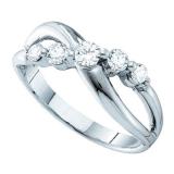 0.50 Carat (ctw) 14k White Gold Brilliant White Diamond Ladies 5 Stone Swirl Fashion Wedding Band