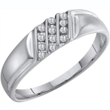 0.12 Carat (ctw) 10k White Gold Round White Diamond Channel Set Men's Wedding Anniversary Band