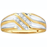 0.14 Carat (ctw) 10k Yellow Gold Round White Diamond Channel Set Men's Wedding Anniversary Band