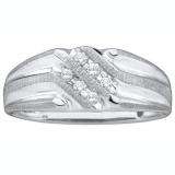0.14 Carat (ctw) 10k White Gold Round White Diamond Channel Set Men's Wedding Anniversary Band