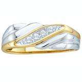 0.14 Carat (ctw) 10K Yellow Gold Round White Diamond Cluster Men's Anniversary Ring Wedding Band